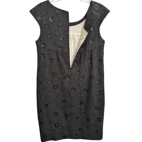 Vince Charcoal Cap Sleeve Shift Dress with Sequin Polka Dots And Pockets Sz. 10 - Picture 2 of 7